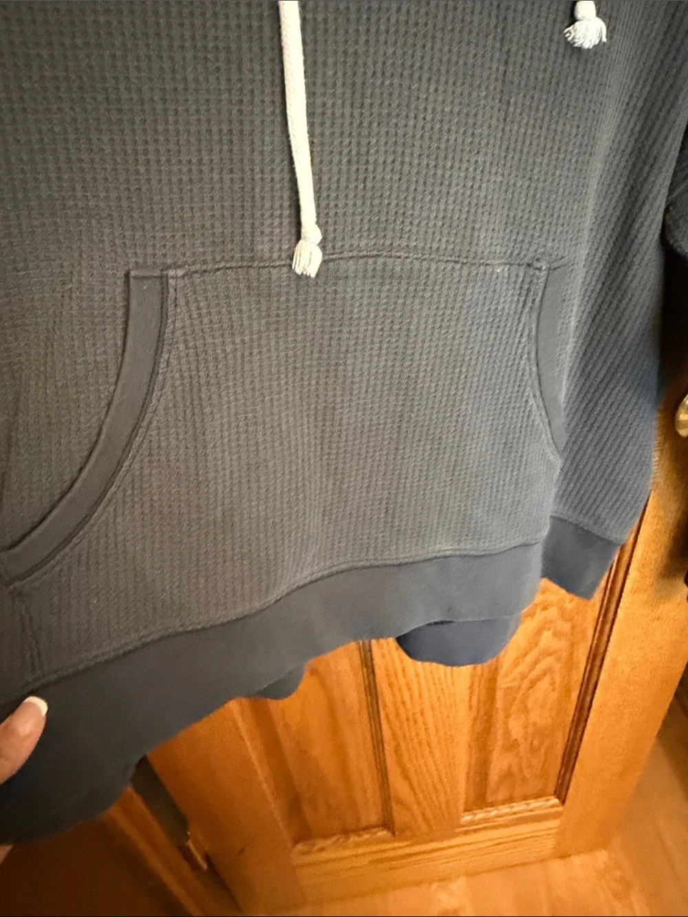 Aerie Size M Waffle Knit Hooded Pullover Sweater